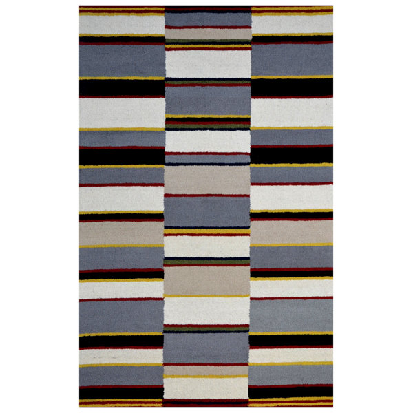 Eastern Weavers Geometric Handmade Tufted Wool Area Rug in Ivory/Gray Wayfair